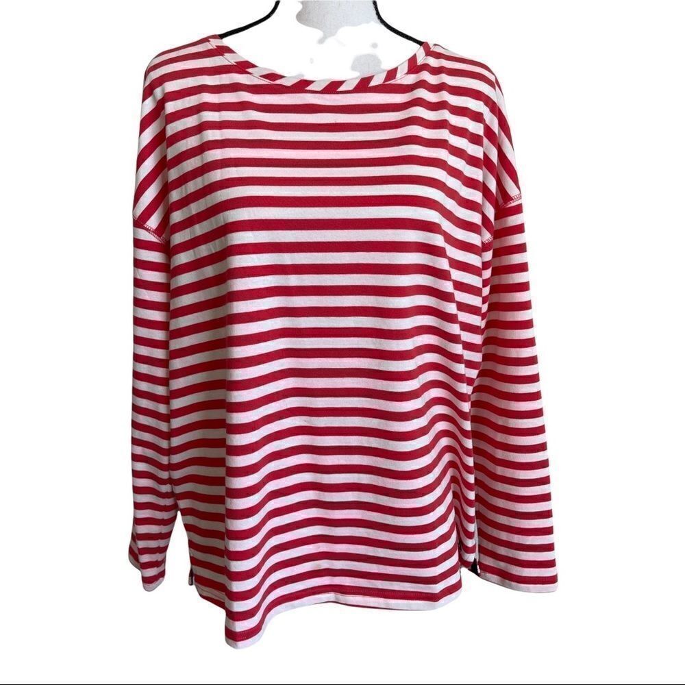 Joules Red and White Striped Harbor Tee Size 10